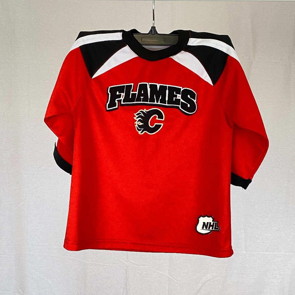 Vintage NHL Official Flames Jersey Mighty Mac Sports Boy's Kid's Unisex
